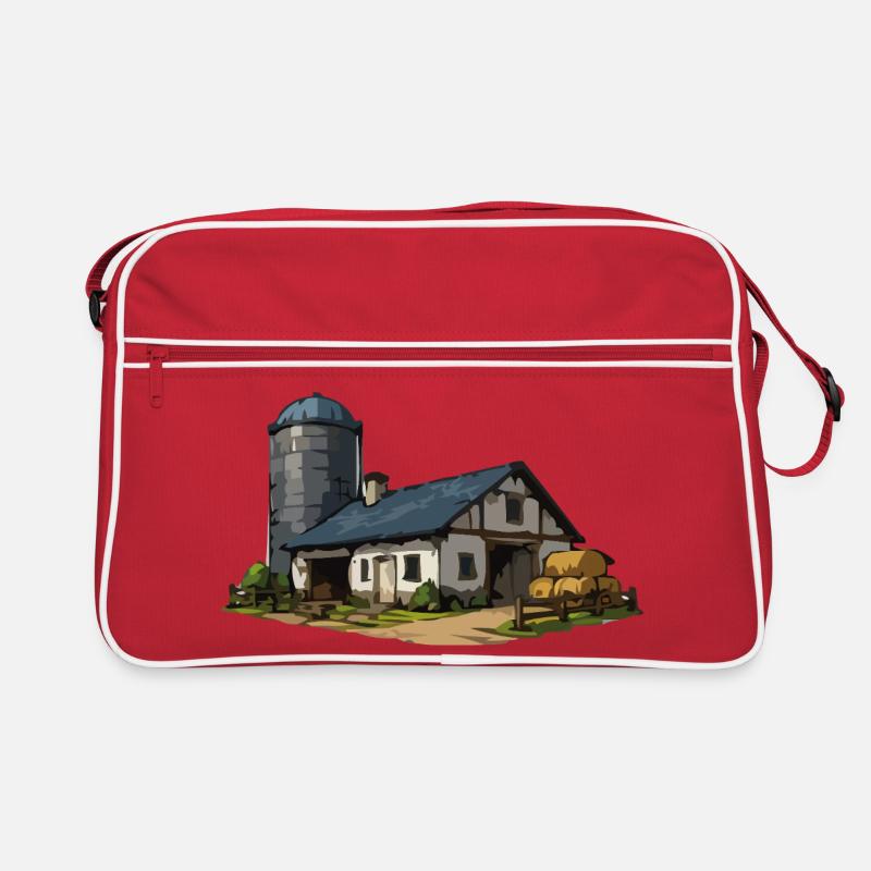 Rural barn with silo Retro Bag