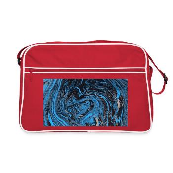 Blue Black Marble River - Retro Bag - red/white - Front