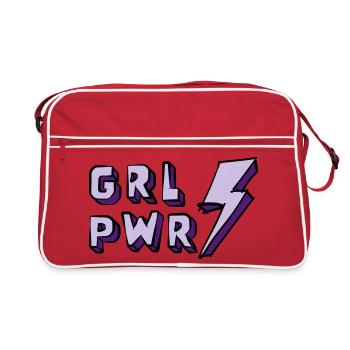 Illustration of Girl Power and Energy - Retro Bag - red/white - Front