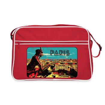 Badge retro, Paris France est ma ville natale - Sac Retro - rouge/blanc - Devant
