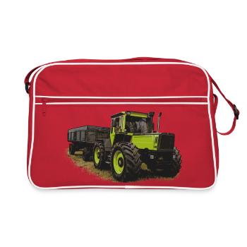 MB trac 1600 turbo mit Anhänger - Retro Tasche - Rot/Weiß - Vorne