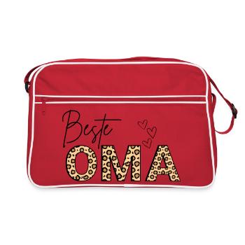 Beste Oma - meilleure grand-mère - Sac Retro - rouge/blanc - Devant
