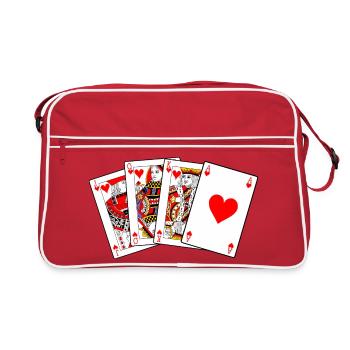 Bube Dame König Ass - Retro Tasche - Rot/Weiß - Vorne