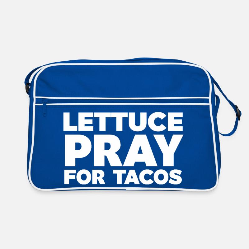 Lettuce Pray for Tacos Typographic Design Retro Bag