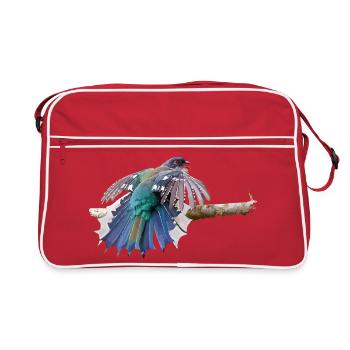 Oiseau coloré en vol sur branche - Sac Retro - rouge/blanc - Devant