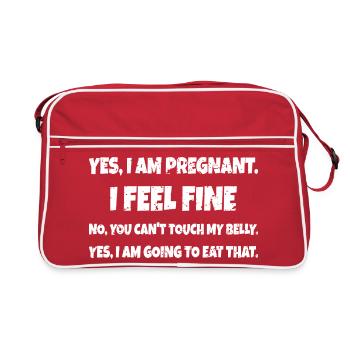 Funny Pregnancy Announcement New Mom I Am Pregnant - Retro Bag - red/white - Front