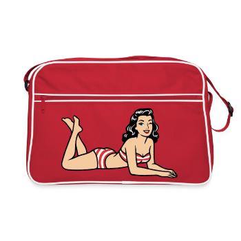 Retro Pinup Bikini Beach Image - Retro Bag - red/white - Front