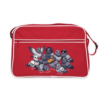 Amoureux des pigeons – Drôle de diction sur les pigeons - Sac Retro - rouge/blanc - Devant