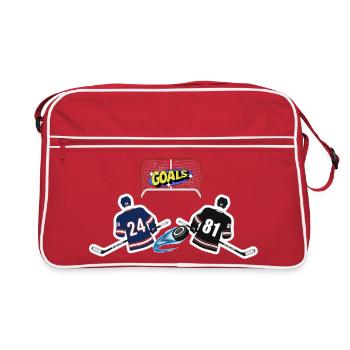Hockey Goals Illustration – Hockey Players Sco - Retro Bag - red/white - Front