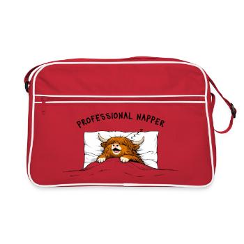 Professional Napper – Cow Official Sleep Shirt - Retro Bag - red/white - Front