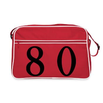 80. 80 ANS. 80e ANNIVERSAIRE. ANNIVERSAIRE 80 ANS. - Sac Retro - rouge/blanc - Devant