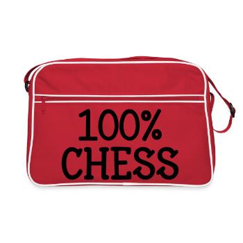 100% Chess: Knight Strategy Pattern and Black Bishop - Retro Bag - red/white - Front
