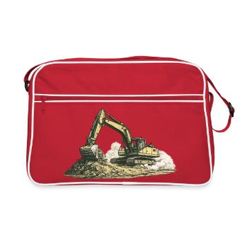 Vintage Excavator Construction Site Construction Machine - Retro Bag - red/white - Front