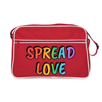 Spread Love Rainbow Text LGBT Pride - Retro Bag - red/white - Front