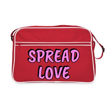 Liebe verbreiten — Pink - Retro Tasche - Rot/Weiß - Vorne