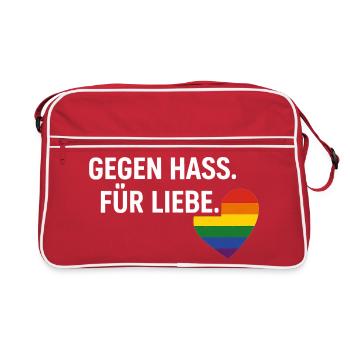 Pride Geschenk Gegen Hass Für Liebe Fans - Retro Tasche - Rot/Weiß - Vorne