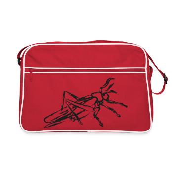 Black Grasshopper – Instecte Illustration - Retro Bag - red/white - Front