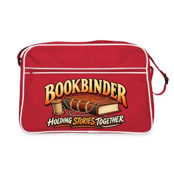 Buchbinder, der Geschichten zusammenhält – Buchbindung - Retro Tasche - Rot/Weiß - Vorne