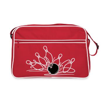 Handgezeichnete Bowling Linienkunst - Retro Tasche - Rot/Weiß - Vorne
