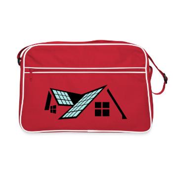 House with solar panels - Retro Bag - red/white - Front