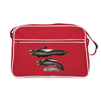 Grindwal - gerippte - globicéphale - Retro Tasche - Rot/Weiß - Vorne