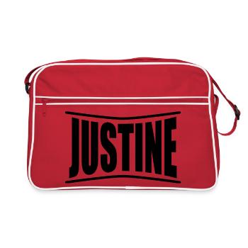 t-shirt Justine t-shirt idée cadeau - Sac Retro - rouge/blanc - Devant