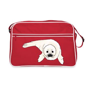 Seehund Baby - Retro Tasche - Rot/Weiß - Vorne