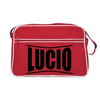 nom du t-shirt Lucio idée cadeau t-shirt - Sac Retro - rouge/blanc - Devant
