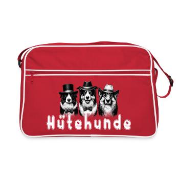 Hütehunde Trio mit Zylinder - Retro Tasche - Rot/Weiß - Vorne