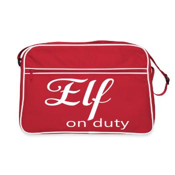 Elf on duty Christmas humor - Retro Bag - red/white - Front