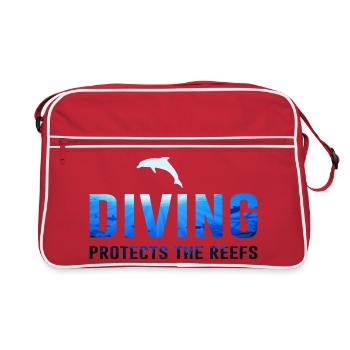 Diving Diver Nature Conservation Saying Dolphin - Retro Bag - red/white - Front