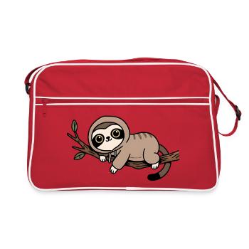 Paresseux mignon sur branche - Sac Retro - rouge/blanc - Devant