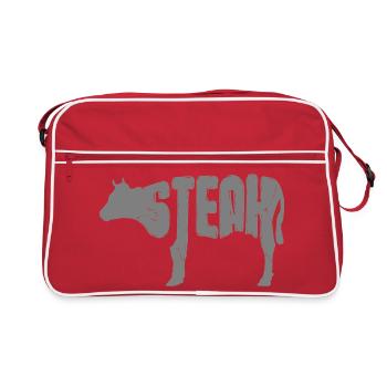 Faute de frappe de la silhouette Steak Cow - Sac Retro - rouge/blanc - Devant