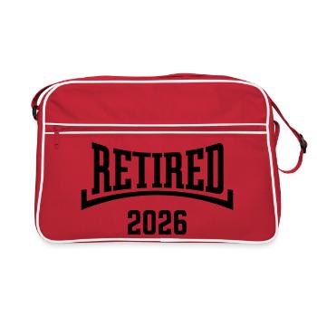 Retraité 2026 (Retraitée / Concave / Noir) - Sac Retro - rouge/blanc - Devant