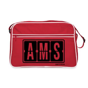Amsterdam AMS, souvenir de t-shirt à capuche de ville - Sac Retro - rouge/blanc - Devant