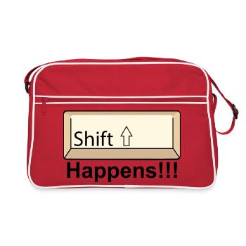 Shift Key Minimal Keyboard Design - Retro Tasche - Rot/Weiß - Vorne