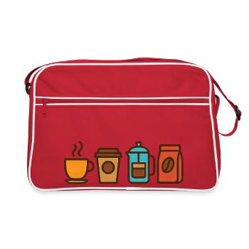 Kaffee Liebhaber Design – Perfekt für Kaffeefans - Retro Tasche - Rot/Weiß - Vorne