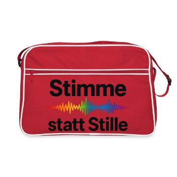 Stimme statt Stille Regenbogen Motiv - Retro Tasche - Rot/Weiß - Vorne