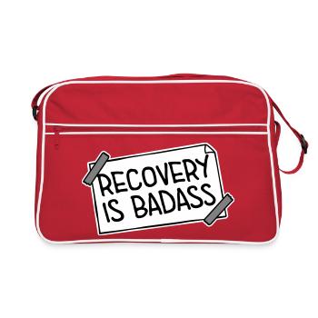 Recovery Is Badass Motivational Recovery Quote Logo - Retro Bag - red/white - Front