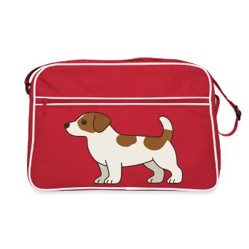 Chien de dessin animé Beagle Brun blanc - Sac Retro - rouge/blanc - Devant
