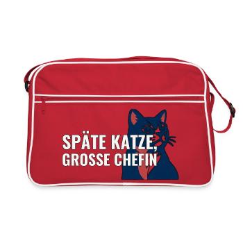Geschenk zur Adoption einer älteren Katze - Retro Tasche - Rot/Weiß - Vorne