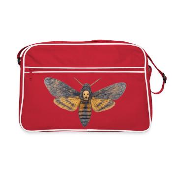 Sphinx-Schädel-Nacht-Schädel-Schmetterling - Retro Tasche - Rot/Weiß - Vorne