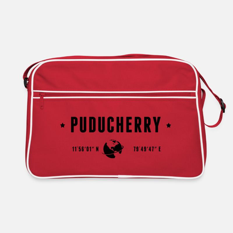 PUDUCHERRY Stylized Geographical Coordinates Retro Bag