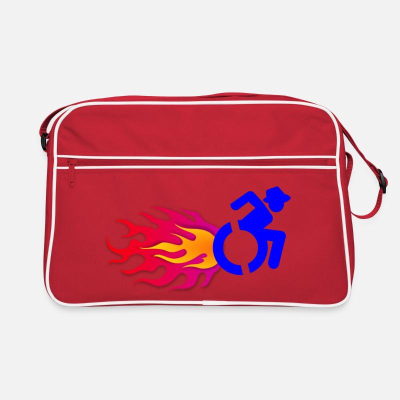 Rollstuhlfahrer mit Flammen # Retro Tasche