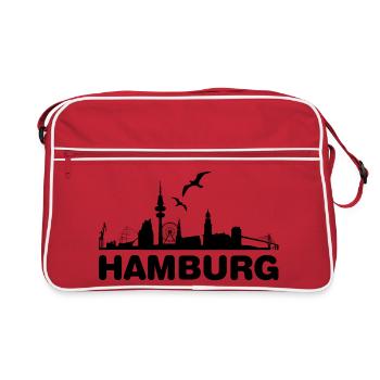 Hamburg Skyline black - Retro Tasche - Rot/Weiß - Vorne