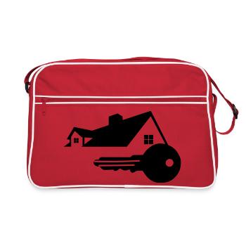 Clé avec clé de maison pour le logo acheté maison - Sac Retro - rouge/blanc - Devant