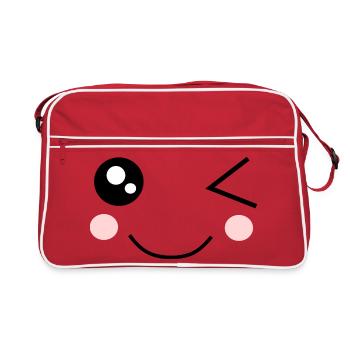 Kawaii Face Funny - Retro Bag - red/white - Front