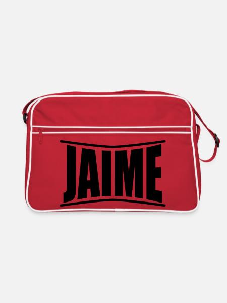 T-Shirt Jaime T-Shirt Geschenkidee T-Shirt - Retro Tasche - Rot/Weiß - Vorne