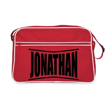 nom t-shirt Jonathan t-shirt idée cadeau - Sac Retro - rouge/blanc - Devant