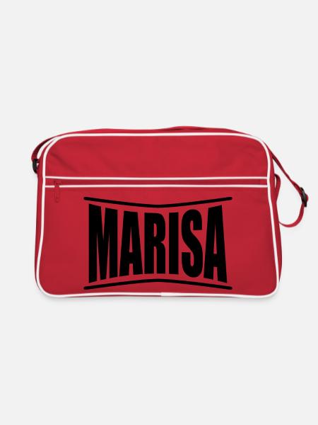 Name T-Shirt Marisa T-Shirt Geschenkidee - Retro Tasche - Rot/Weiß - Vorne